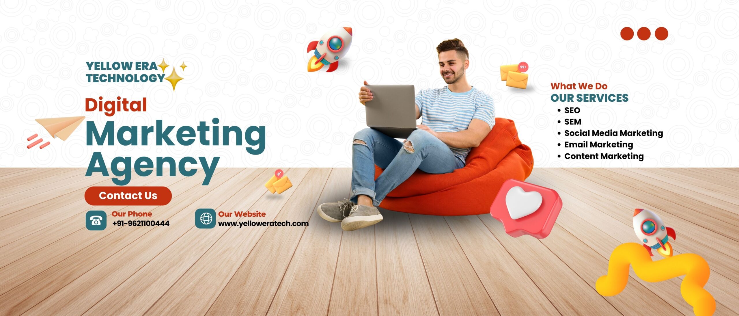 Red Teal and White Modern Digital Marketing Agency Banner